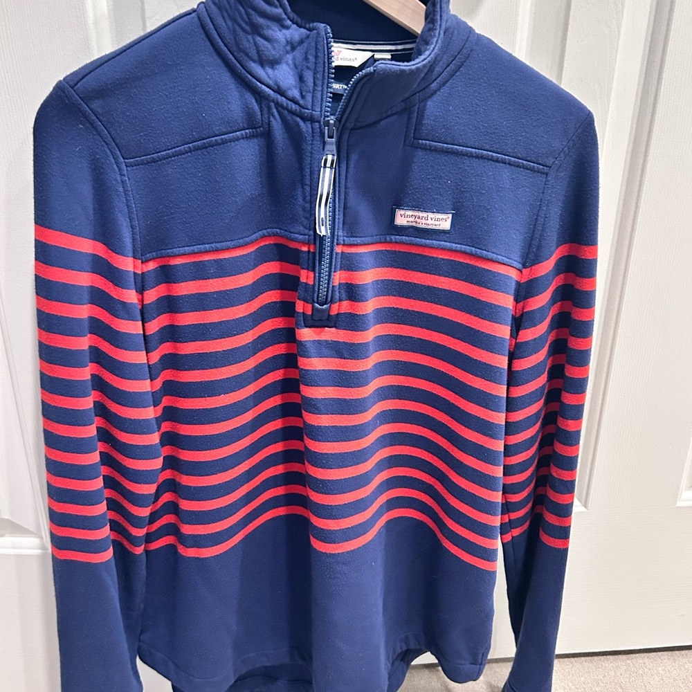 Vineyard Vines Navy and Red Quarter-Zip Pullover